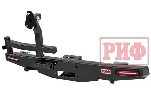 Бампер РИФ силовой задний УАЗ Хантер с площадкой под лебедку, калиткой, фонарями, подсветкой номера стандарт