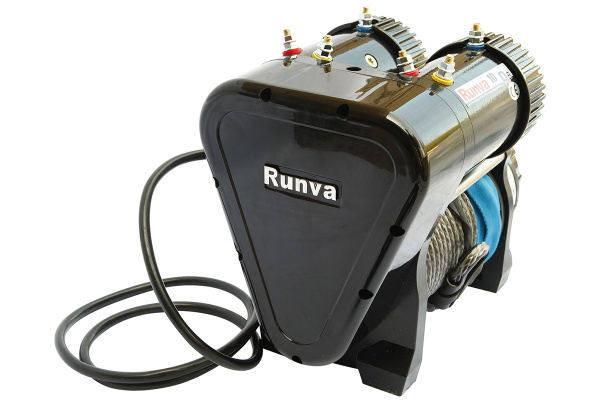 Лебёдка автомобильная электрическая 12V Runva 10000 lbs 4500 кг двухмоторная (синтетический трос)