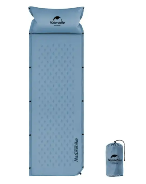 3 Коврик самонадувающийся с подушкой Naturehike, 296х65х3 см, синий