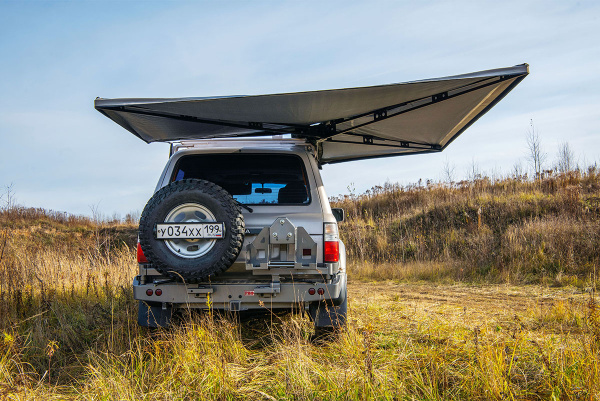 Маркиза автомобильная РИФ безопорная, веерная 2,3х2 м (правая)