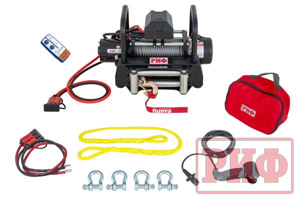 Лебёдка переносная РИФ 12000 c площадкой и проводами (стальной трос)