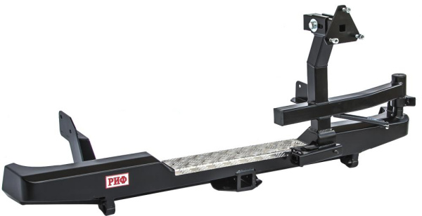 Бампер РИФ задний Mazda B2500/BT50, Ford Ranger T5 2006-2010 с квадратом под фаркоп, калиткой и подсветкой номера