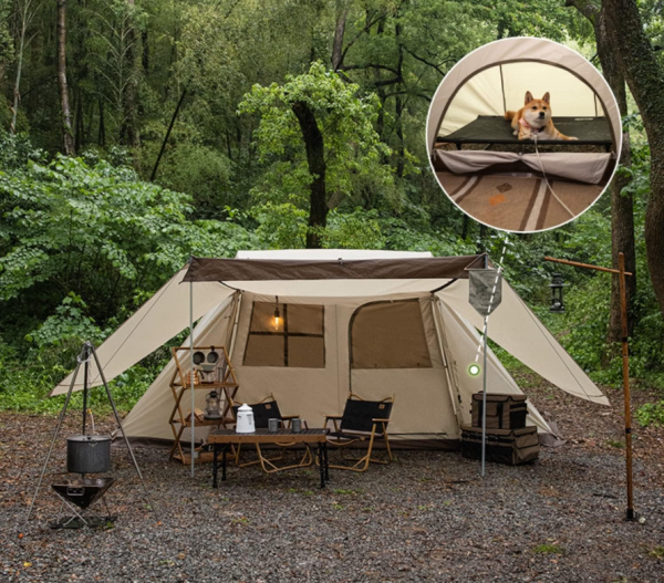 3.Палатка Naturehike Village 5.0 4-местная, алюминиевый каркас, снежная юбка, Хаки.