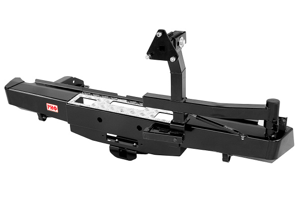 Бампер РИФ задний Nissan Navara D40 2010+ с площадкой под лебёдку, квадратом под фаркоп и калиткой