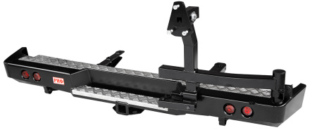 Бампер РИФ силовой задний для ГАЗ Соболь с квадратом под фаркоп, калиткой и фонарями стандарт