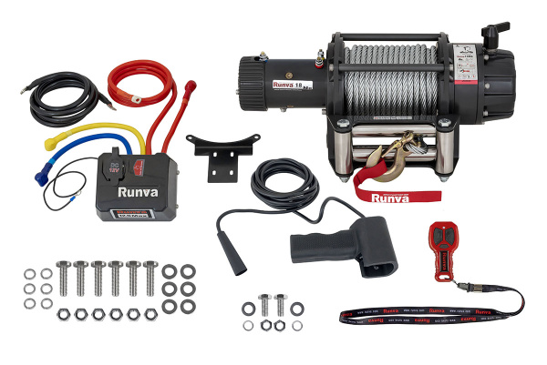 Лебёдка автомобильная электрическая 12V Runva EWB18000S влагозащищенная, стальной трос