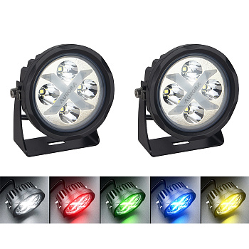 Светодиодные фары дальнего света AURORA 102 мм 40W LED с RGB подсветкой (к-т 2 шт.)