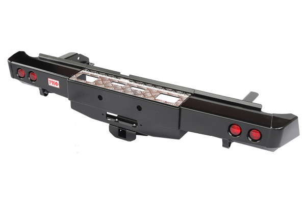 Бампер РИФ задний Nissan Navara D40 2005-2014 с площадкой под лебёдку, квадр. под фаркоп и фонарями