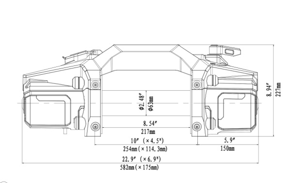 Лебёдка автомобильная электрическая 12V Runva EWXT10000F 4500 кг стальной трос