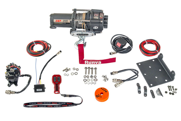 Лебёдка электрическая 12V Runva 2500A lbs 1140 кг (синтетический трос)