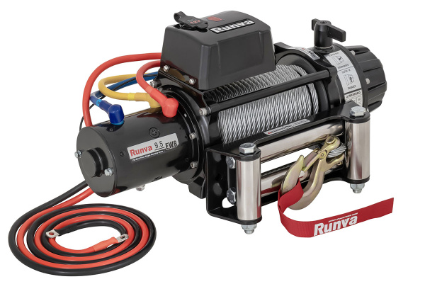 Лебёдка электрическая 12V Runva 9500 lbs 4350 кг влагозащищенная, стальной трос