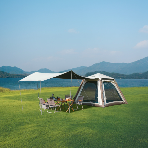 Палатка Naturehike Ango Air Pro, 4-местная, быстросборная, надувной каркас, коричневая