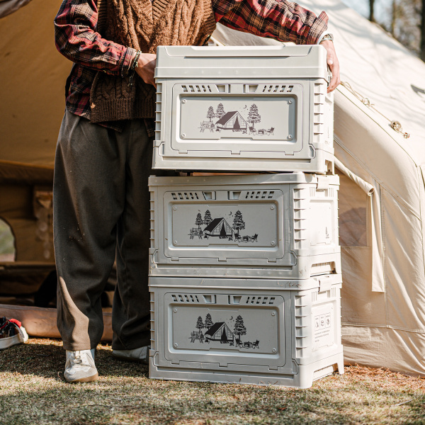 1 Ящик туристический Naturehike 50+10 л, трансформер, со столешницей, бежевый