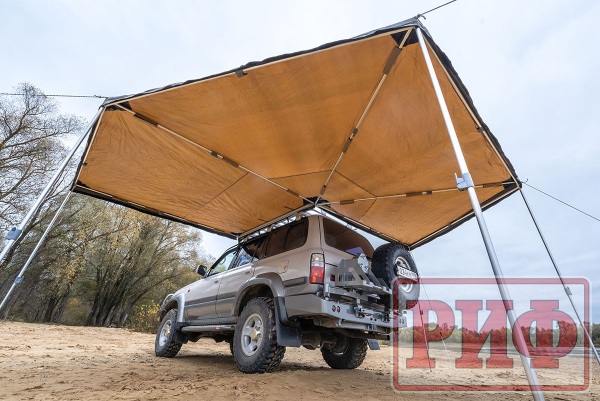 3 Маркиза автомобильная РИФ комбинированная (прямоугольная с веерной частью) 2,0х2,0 м (левая)