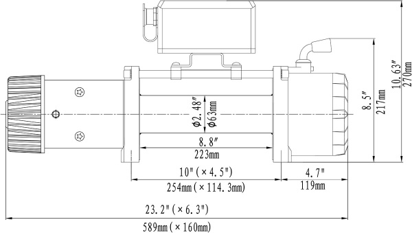 Лебёдка электрическая высокоскоростная 12V Runva EWXC9500SSR 4350 кг (синтетический трос)