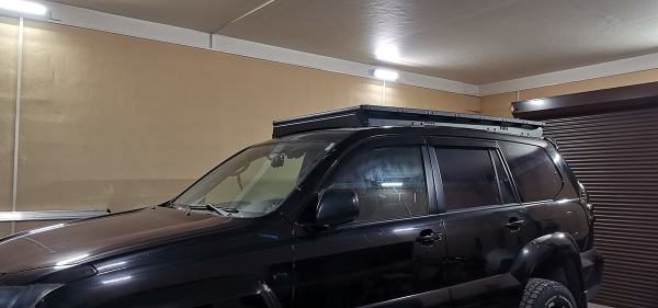 Багажник экспедиционный (платформа) алюминиевый РИФ 1150x2080 мм для Toyota Land Cruiser Prado 120 (с крепежом)