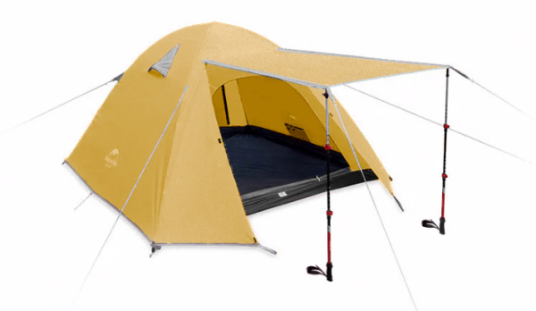 Палатка Naturehike P-Series 4-местная, алюминиевый каркас, желтая