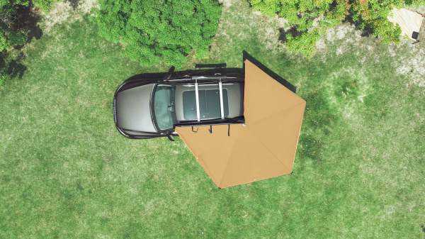 Маркиза автомобильная РИФ веерная, безопорная 2,5х2,5 м (левая)