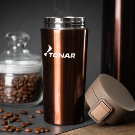 8 Термос-кружка ТОНАР 400 мл., коричнево-кофейный