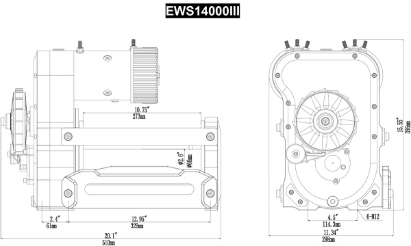 Лебёдка автомобильная электрическая 12V Runva 14000 lbs 6350 кг двухмоторная (синтетический трос)