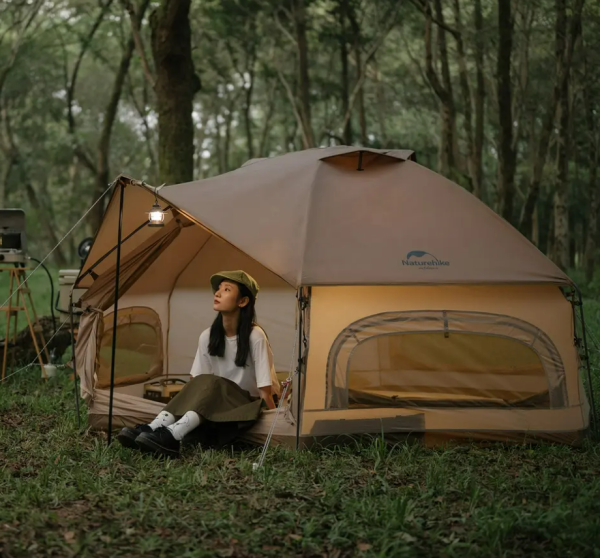 Палатка Naturehike Hexagon шестиугольная 4-местная, алюминиевый каркас, песочный