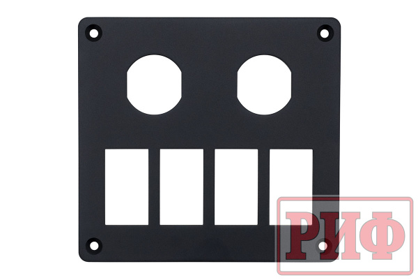 Панель переключателей монтажная два отверстия приборов, четыре отверстия переключателей, 129х120 mm